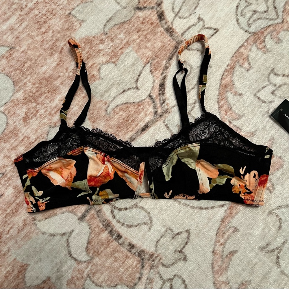 INC deep black lace bralette